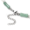 Natural Shell Heart & Green Aventurine Bamboo Beaded Necklace NJEW-TA00123-5