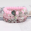 4Pcs Bohemian Style Alloy & Glass & Acrylic Charm Bracelets Set WG8E884-08-1