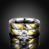 Trendy 316L Titanium Steel Cubic Zirconia Couple Rings for Women RJEW-BB06897-7A-2