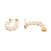 Natural Pearl Beaded Ring Stud Earrings EJEW-D275-12G-3