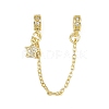 Brass Pave Clear Cubic Zirconia European Safety Chains with Charms KK-L236-16B-G-1