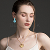 4 Pairs 4 Colors Alloy Enamel Flat Round Dangle Stud Earrings for Women EJEW-FI0002-65-7