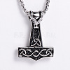 304 Stainless Steel Gothic Hammer Pendant Necklaces for Men SG5429-3