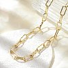 Brass Textured Paperclip Chain Necklaces NJEW-A042-15G-1