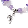 Natural Aquamarine & Rose Quartz & Amethyst Round Beaded Charm Bracelets BJEW-TA00615-01-3