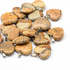 Heart Natural Picture Jasper Pendants G-Q438-16-1