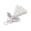 Pearlized Glass Pearl Bead Pendants PALLOY-JF03206-01-4