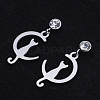 201 Stainless Steel Kitten Dangle Stud Earrings EJEW-T008-JN741-1