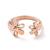 Ion Plating(IP) 304 Stainless Steel Flower Open Cuff Ring for Women RJEW-D120-07B-RG-2
