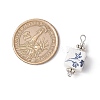 Blue and White Floral Printed Cube Porcelain Pendants PALLOY-JF03965-01-2
