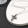 304 Stainless Steel Black Enamel Cross Urn Ashes Necklaces STAS-Z106-05P-3