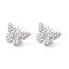 Clear Cubic Zirconia Butterfly Stdud Earrings with ABS Pearl Beaded EJEW-P213-06P-1