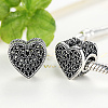 925 Thai Sterling Silver Hollow Heart European Beads STER-FF0001-029-5