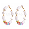 Basketball Wives Style Brass Heishi Beaded Hoop Earrings EJEW-JE04086-2