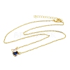 Brass Pave Cubic Zirconia Rectangle & Teardrop Pendant Cable Chain Necklaces KK-CBAB173-05G-02-4