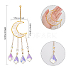 Hanging Moon Sun Catcher with Teardrop Glass Prisms for Windows HJEW-PH01733-02-2
