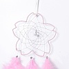 Handmade Flower Woven Net/Web with Feather Wall Hanging Decoration LS-HJEW-A001-03A-2