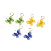 3 Pairs 3 Color Glass Braided Butterfly Dangle Leverback Earrings EJEW-TA00127-1