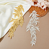 SUPERFINDINGS 2 Pairs 2 Colors Bamboo Leaf Polyester Computerized Embroidery Cloth Sew on Lace Appliques PATC-FH0001-06-5