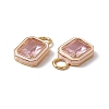 Pink Glass Rectangle Pendants KK-I696-10G-3