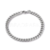 Tarnish Resistant 201 Stainless Steel Curb Chain Bracelet with 304 Stainless Steel Clasps for Men Women BJEW-M235-02A-P-1