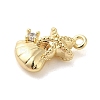 Marine Animal Theme Golden Brass Micro Pave Clear Cubic Zirconia Pendants KK-U031-01G-03-2