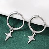 Star 925 Sterling Silver Micro Pave Clear Cubic Zirconia Hoop Earrings for Women EJEW-G427-03P-2