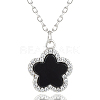 S925 Silver Black Agate Flower Pendant Necklaces FY9734-3-1