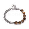 Round Mixed Gemstone Beaded Bracelet for Girl Women BJEW-F418-03-2