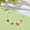 Handmade Daisy Flower Baking Paint & Dyed Glass Seed Beaded Stretch Bracelets BJEW-JB07668-01-2