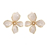 Flower Brass Enamel Stud Earrings EJEW-P308-02G-B-2