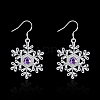 Silver Color Plated Brass Cubic Zirconia Snowflake Dangle Earrings EJEW-BB12300-2