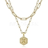 Real 18K Gold Plated Stainless Steel Paperclip Chains Double Layer Necklaces AN1969-21-1