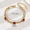 Elegant 201 Stainless Steel Glass Wide Cuff Bracelet for Women GZ3704-2-1