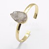 Natural Druzy Crystal Cuff Bangles BJEW-K181-03B-2