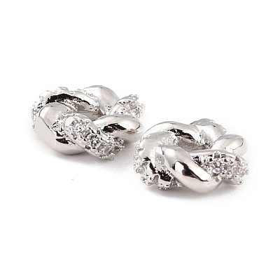 Brass Micro Pave Clear Cubic Zirconia Beads ZIRC-P091-18P-RS-1