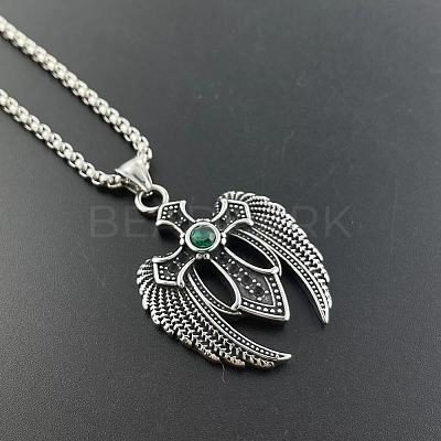 Vintage Gothic 304 Stainless Steel Cubic Zirconia Pendant Necklaces ZQ9567-1
