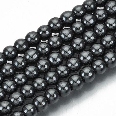 Non-magnetic Synthetic Hematite Beads Strands G-Q892-4mm-1