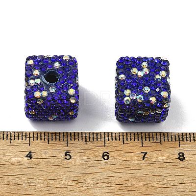 Cube Shape Polymer Clay Rhinestone Beads CLAY-NH0001-08-1