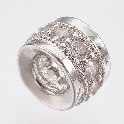 Brass Micro Pave Cubic Zirconia Beads ZIRC-F083-102P-RS-1