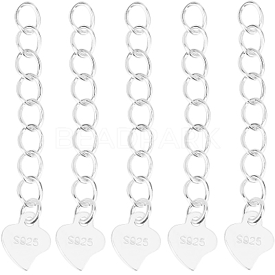 10Pcs 925 Sterling Silver Curb Chains Extender STER-BBC0006-12-1
