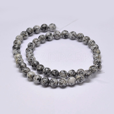Natural Sesame Jasper/Kiwi Jasper Beads Strands X-G-F351-8mm-1