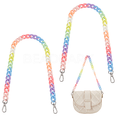 Rainbow Color Acrylic Curb Chain Bag Strap FIND-WH0143-47A-1