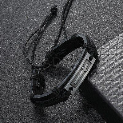 Alloy Rectangle with Cross Link Bracelet BJEW-C037-01A-1
