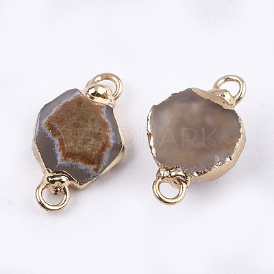 Electroplate Natural Agate Links connectors X-G-T112-05A-1