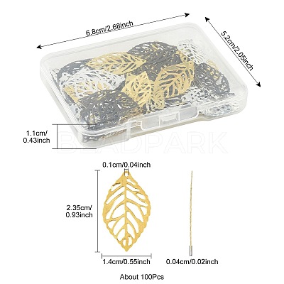 100Pcs Leaf Iron Pendants KK-FS0001-98-1