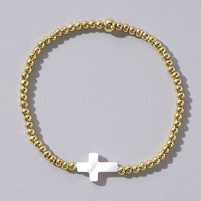 Beach Style Brass and Cross Shell beads Bracelet for Women Layered Wear NR0420-2-1
