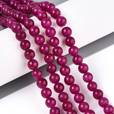 Dyed Natural Mashan Jade Round Beads Strands G-T139-6mm-67D-1