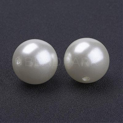 Creamy White Acrylic Imitation Pearl Round Beads for Chunky Kids Necklace X-PACR-20D-12-1