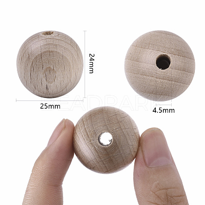 Natural Beech Wood Beads WOOD-T020-01D-1